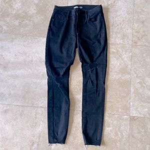 Black distressed skinny ankle length jeans